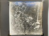 an old black and white photo of an aerial view of a city