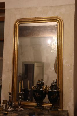 Glace boudin en bois stuqué sculpté de perles Epoque Napoléo… - Photo 1