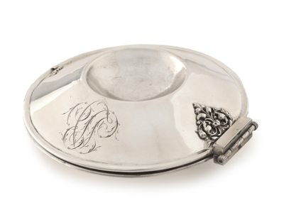 an antique silver plate with a monogrammed monogram on it