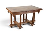TABLE en bois naturel à plateau rectangulaire reposant sur s…