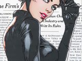 an illustration of a woman in a black cat suit on a newspaper