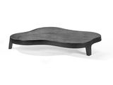 a black coffee table sitting on top of a white surface