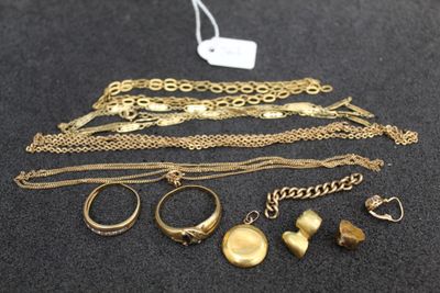 a collection of gold jewellery including rings, bracelets and rings