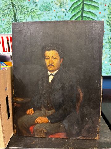 « Portrait », huile sur panneau, non signé. 31,5 x 24 cm