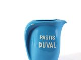 a blue pitcher with the words pastis duval on it