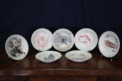 Emmanuel LE BARS (1918-2004) 7 assiettes creuses en céramiqu… - Photo 1