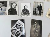 many old photos of men and women on a refrigerator