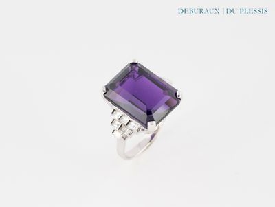 bague en améthorate et diamants en or blanc 18k