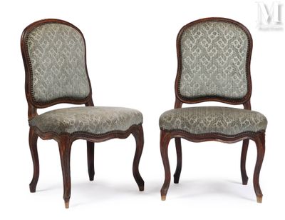pair of louis xv style walnut side chairs