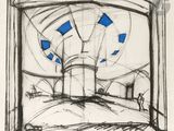 an image of a drawing of a building with blue windows
