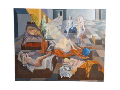Chantal LANVIN (1929-2013), "Le bain" Huile sur toile, signé…