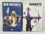marvel new mutants and hawke comic books on a white background