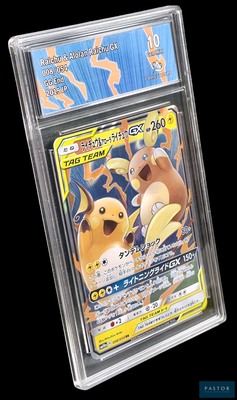 un gros plan d'une carte à collectionner Pokémon dans un étui en plastique