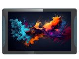 a tablet computer with a colorful design on the screen