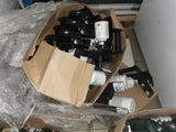 a box full of bottles of water sitting on the floor