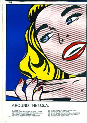 un tableau représentant une femme avec une cigarette à la bouche