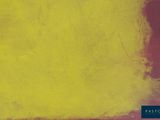 the cover of a book with yellow and red paint on it