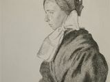 dessin représentant une femme portant un foulard sur la tête