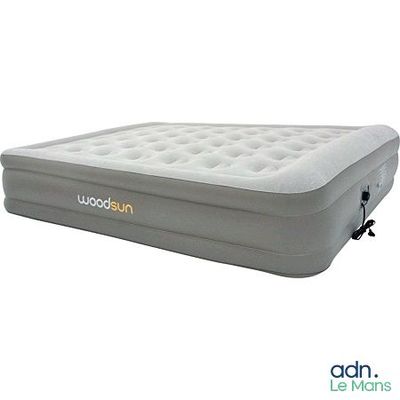 une image représentant un matelas gonflable équipé d'une pompe intégrée
