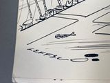 a drawing of a bridge over a body of water