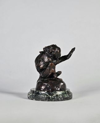 Alfred JACQUEMART (1824-1896) Singe s'épouillant.
