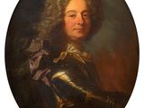 a painting of a man in armor with a sword in his hand