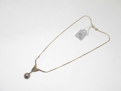 collier maille haricot monture or 750°/°° au motif central… - Photo 1