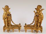 paire de figurines anciennes en bronze représentant des chérubins et des chérubins