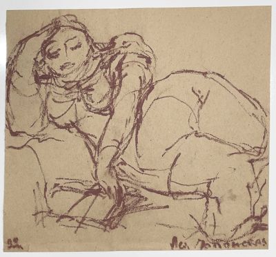 an image of a drawing of a woman sitting on a couch