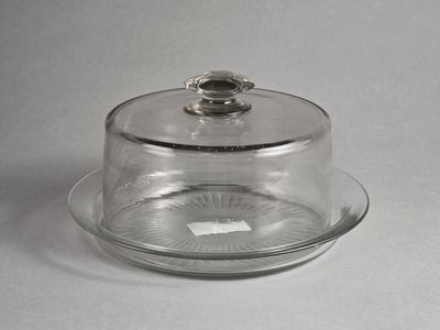 un plat à gâteau en verre recouvert d'une cloche en verre