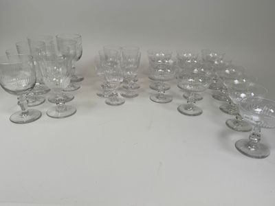 a lot of empty wine glasses on the table