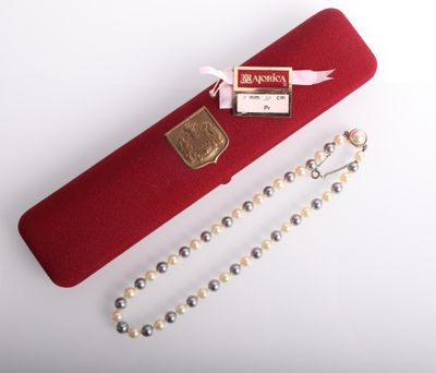 un étui rouge orné de perles et d'une médaille en or
