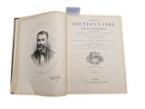 an open book with a drawing of a man in a suit and tie