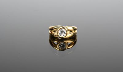 Bague "solitaire" or jaune 750/1000ème sertie d'un diamant d…