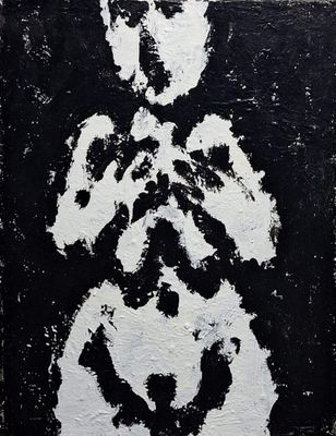 Jacques DANIEL (1920-2011) Nu en blanc sur fond noir, 1987-8…