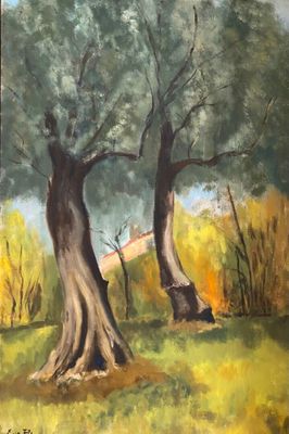 Eugène POLLUS (1919-1977) Les grands oliviers, parc Renoir H…
