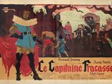 une vieille affiche représentant une femme vêtue d'un costume et tenant une épée
