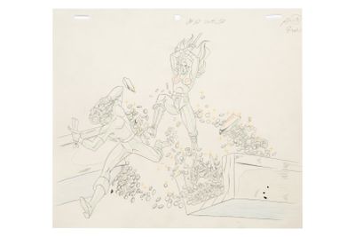 an image of a drawing of a man riding a horse