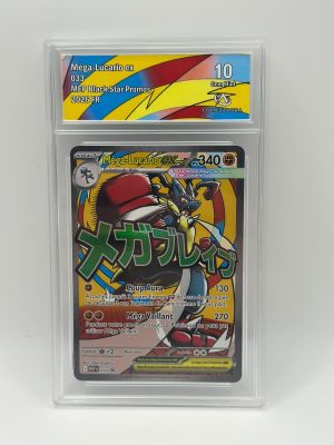 the pokemon card is in a clear plastic holder