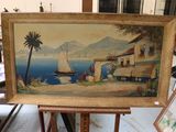 a picture of a painting on a easel in a room
