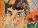 an image of a painting of a young girl with blue eyes