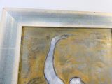 un tableau représentant un homme qui tend les bras pour attraper un frisbee