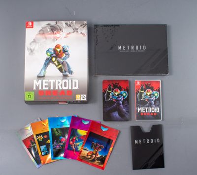 La boîte du jeu Metroid de Nintendo est ouverte et prête à être jouée.