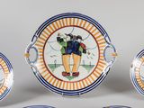 three plates with a picture of a man and a woman on them