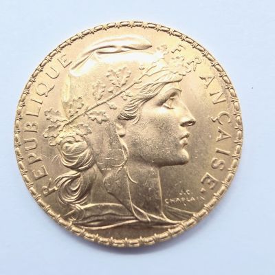 l'image d'une pièce d'or sur laquelle figure une tête de femme