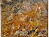 une peinture à l'huile représentant un tableau où l'on voit une personne au milieu d'un champ