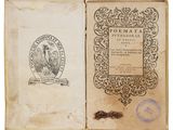 an old book with a picture of a man and a woman on it