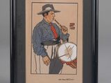 tableau représentant un homme avec une pipe et un chapeau, tenant un tambour