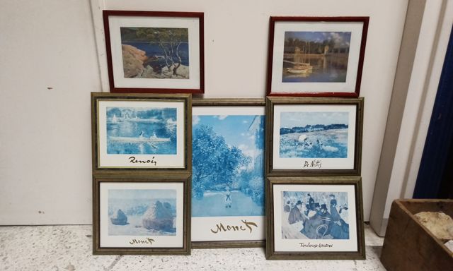 Lot de 7 cadres reproductions encadrée sous verre