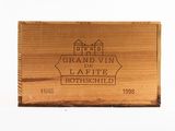 a wooden box that has a label on it